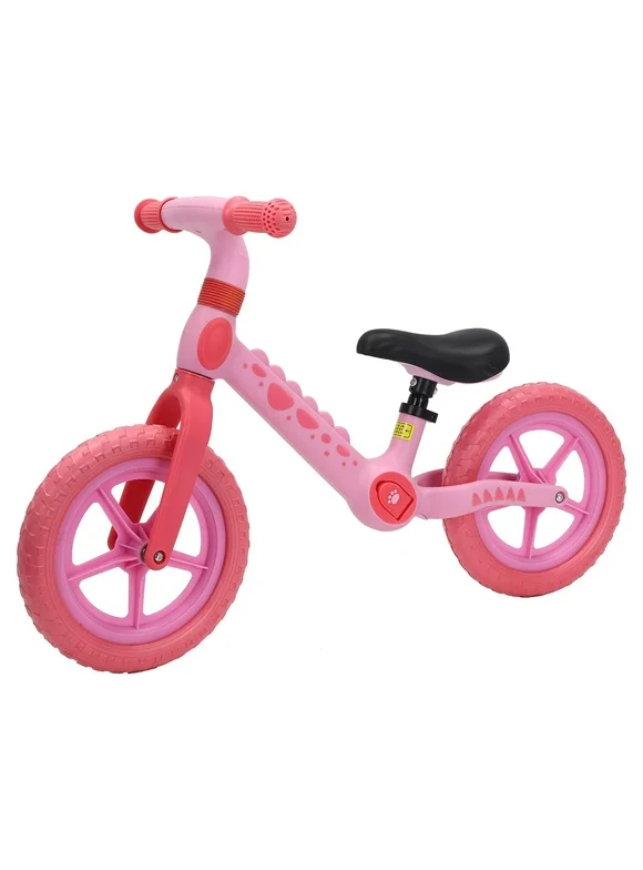 Hoverheart Dinosaur Balance Bike, No Pedal Kids Toys Baby Balance Bike Child Push Along Walking Bike (Pink)
