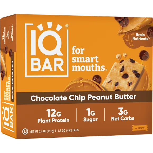 IQBAR Chocolate Chip Peanut Butter Protein Bars - Vegan Energy Bars