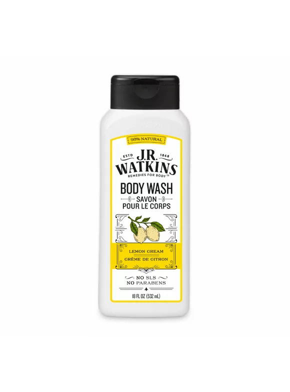 J.R. Watkins Daily Moisturizing Body Wash, Lemon Cream, 18 oz