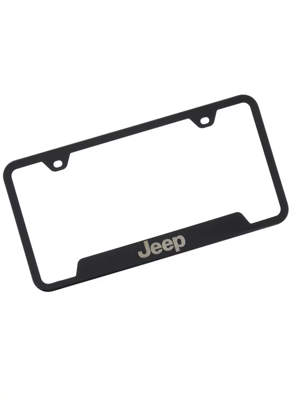 Jeep License Plate Frame - Laser Etched Cut-Out Frame - Black