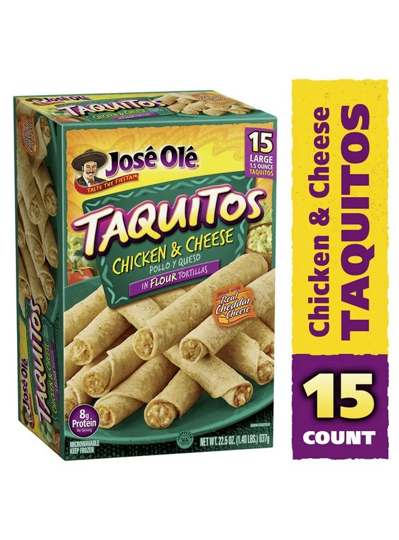 Jose Ole Chicken & Cheese Flour Taquitos, 22.5 oz, 15 Count (Frozen)