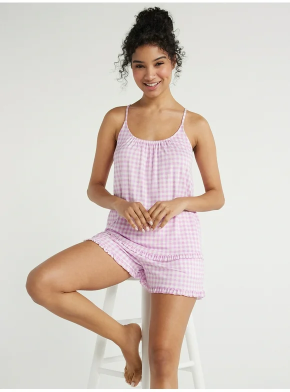 Joyspun Women's Knit Camisole and Shorts Pajama Set, 2-Piece, Sizes S to 3X