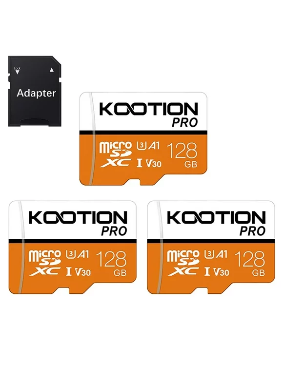 KOOTION 3 Pack 128 GB Micro SD Card U3 TF Card MicroSD Card High Speed Full HD 4K Memory Card for Phone Table Camera