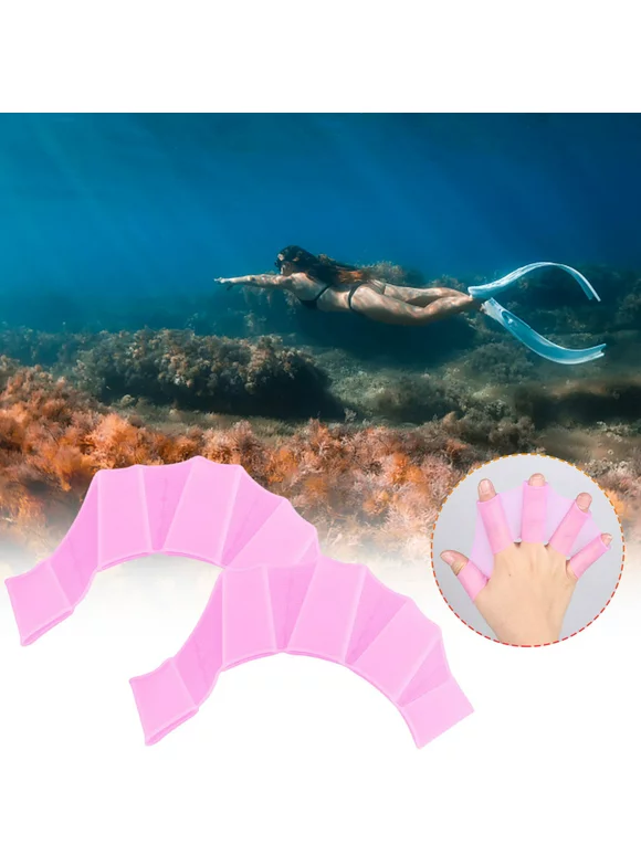 KQJQS Silicone Hand Swimming Fins Flippers Swim Finger Webbed Gloves Glove Plus Plus Neon Tube