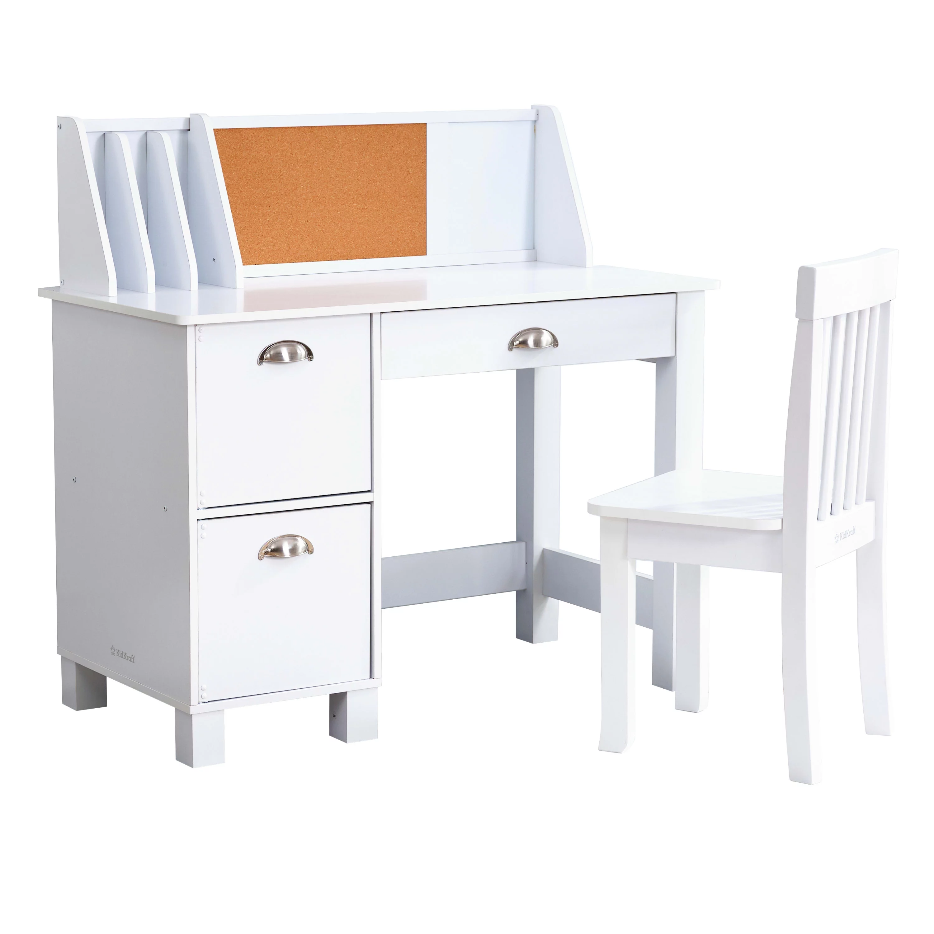 KidKraft Children's Wooden Study Desk with Chair, White, for Ages 5+