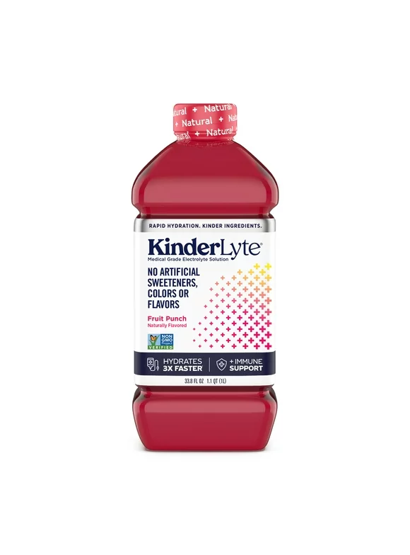 KinderLyte Natural Oral Electrolyte Solution Fruit Punch, 33.8 fl oz Bottle