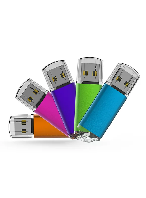Kootion 5 Pack 32GB USB 2.0 Flash Drive Thumb Drives Memory Stick, 5 Mixed Colors: Blue, Purple, Pink, Green, Orange