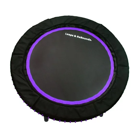 LEAPS & REBOUNDS 48" Mini Fitness Trampoline & Rebounder for Adults, Purple