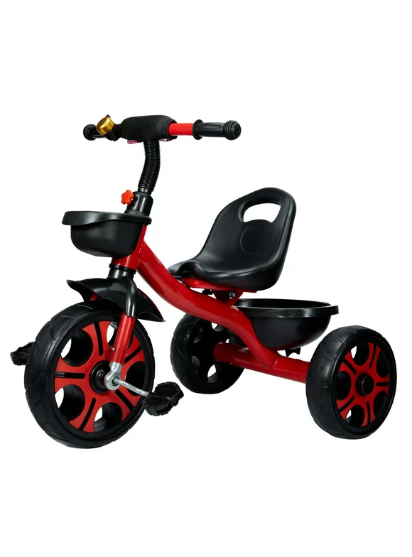 LELINTA Tricycle Balance Bike for 18 Months to 4 Years Old Boy Girl, 3 Wheel Balance Bicycle Beginner Bike Child Trike with 2 Storage Baskets on Front & Back & Non-Slip Handlebar