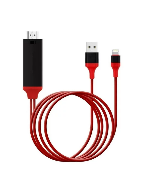 Lighnting Cable to HDMI, HD TV Cable for Iphone,Ipad Mini Video Adapter for IPhone8 Plus 7 Plus , IPad Air/Mini/Pro, IPod Touch 5th/6th - Plug and Play (Red)
