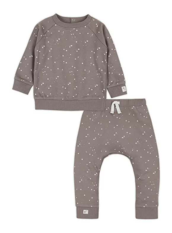 Little Star Organic Baby 2Pc Sweatshirt & Jogger Set, Size Newborn-24M