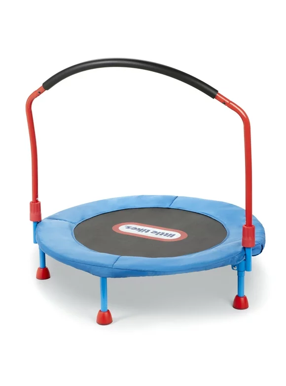 Little Tikes Easy Store 3-Foot Trampoline, with Hand Rail, Blue