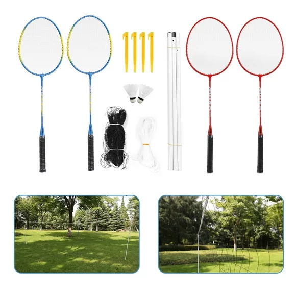 Lixada Sports Badminton Set Badminton Rackets, Birdies, Net, Adjustable Polls Beach or Backyard Combo Set Games