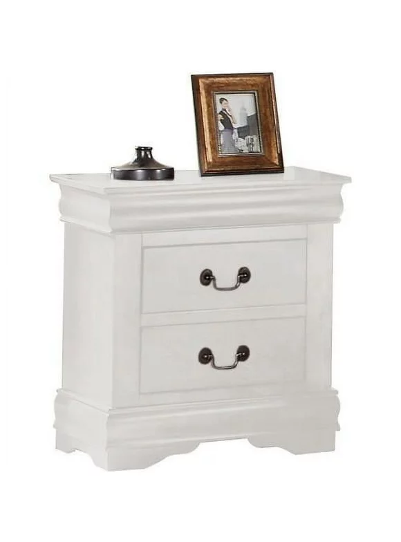 Louis Philippe 2-Drawer Nightstand,Mid Century Modern Nightstand,Bedside Furniture & Accent End Table for Home,Bedroom Accessories,White