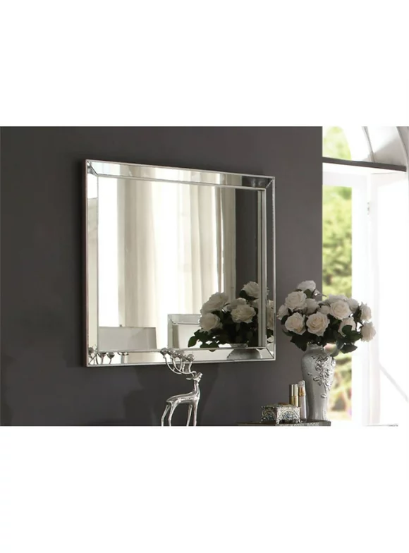 Luxury Vanity Mirror, Hanging Mirror with Rectangular Framed Make Up Vanity Mirror for Bedroom Living Room, Easy Assembly, Silver