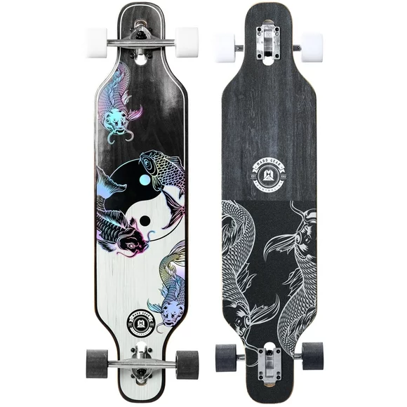 Madd Gear 38" Drop Through Longboard Skateboard 70mm Wheels ABEC-7 Bearings Maple Deck Black White