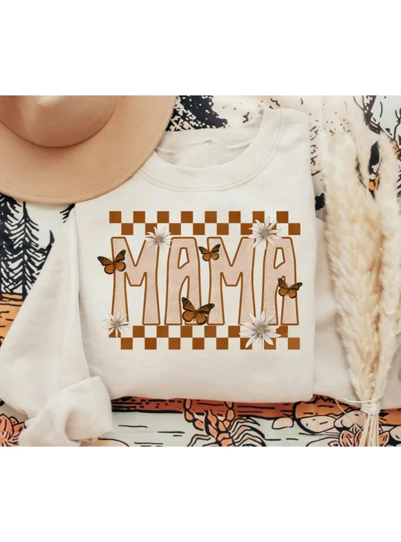 Mama Crewneck Sweatshirt Gift, Boho Mom Shirt, New Mom Gift, Mom Life Shirt, Cute Mom Tee, Baby Shower gift, Pregnancy Reveal announcement