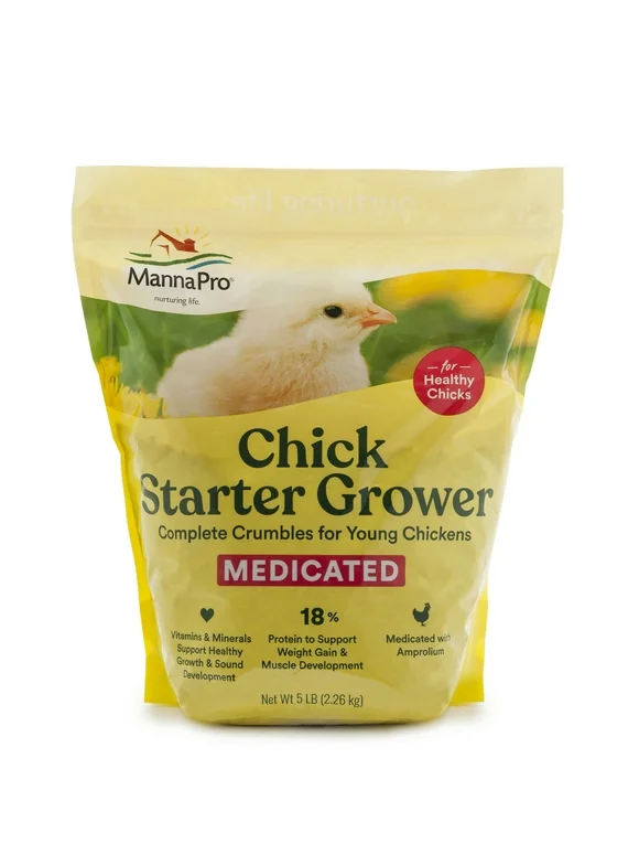 Manna Pro Chick Starter, Medicated Chick Feed Crumbles, Prevents Coccidiosis, 5 lbs