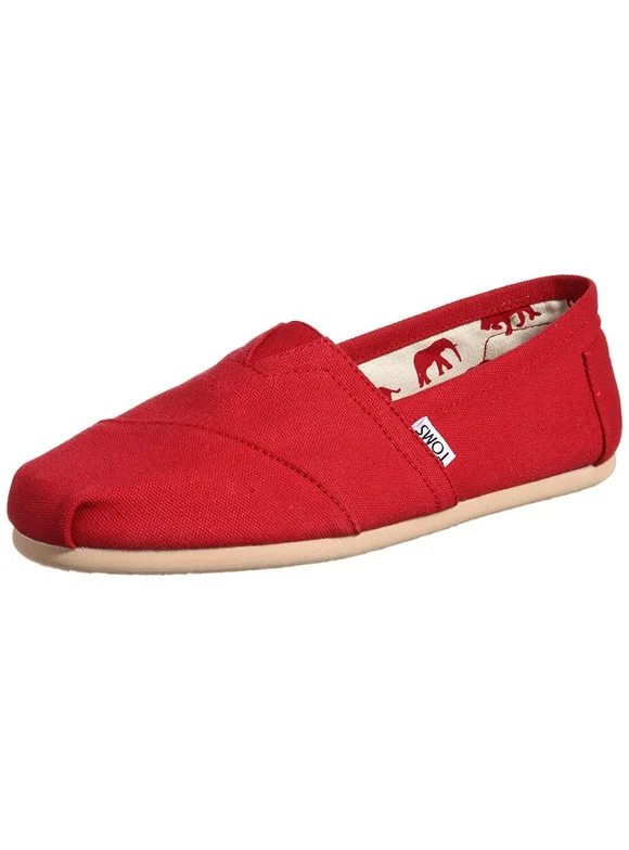 Men's Classic Canvas Slip-On, Red - 9.5 D(M) US, Brand New By TOMS