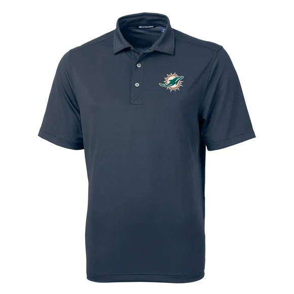 Men's Cutter & Buck Navy Miami Dolphins Virtue Eco Pique Recycled Polo