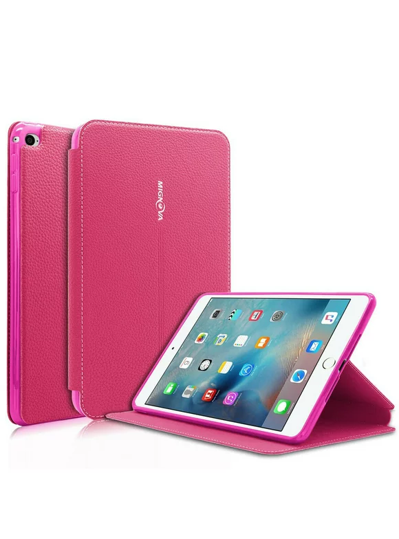Mignova iPad Mini 4 Case ,Premium Leather Folio Stand Cover Case with Multi-Angle Viewing Auto Wake-Sleep Function Front Pocket Corner Protection for Apple iPad Mini 4 / iPad Mini 5th 2019(Pink)