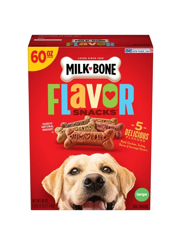 Milk-Bone Flavor Snacks Large Dog Biscuits, Flavored Crunchy Dog Treats, 60 oz.