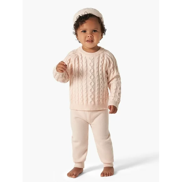 Modern Moments By Gerber Toddler Girl Cable Knit Sweater Outfit Gift Set w/Hat, 3-Piece (12M - 5T)