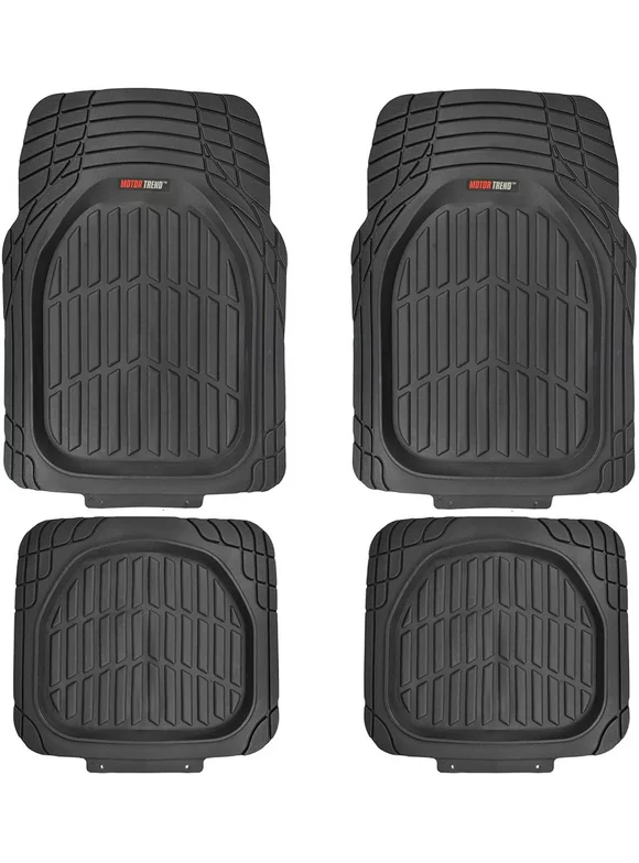 MotorTrend FlexTough Tortoise, Heavy-Duty Rubber Floor Mats for All Weather Protection, Deep Dish