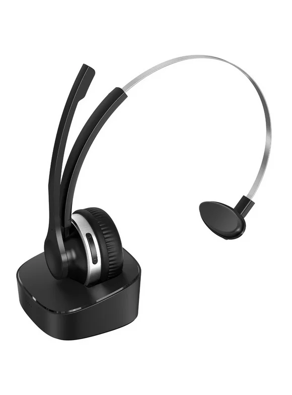 Mpow Wireless Headset with Microphone, Bluetooth Headphones Truck Headset w/ Noise Canceling N Charging Base Mute for PC, Laptop, Truck Driver, Office, Call Center, Skype, Business Office Headset