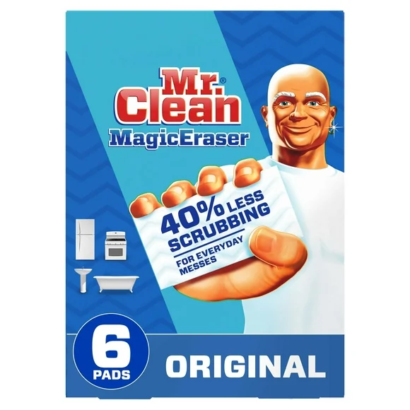 Mr. Clean Magic Eraser Original, Cleaning Pads with Durafoam, 6 Ct