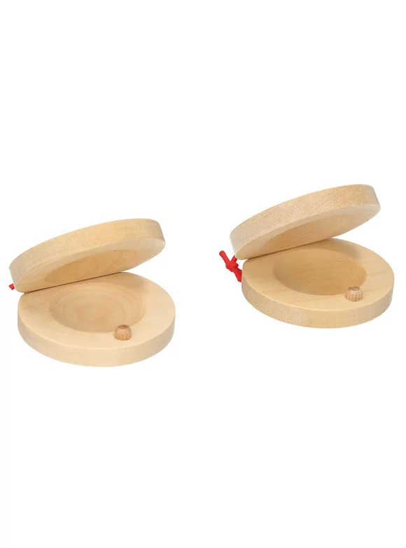 Muslady Pair of Castanets Wooden Castanet Finger Clappers Musical Instrument