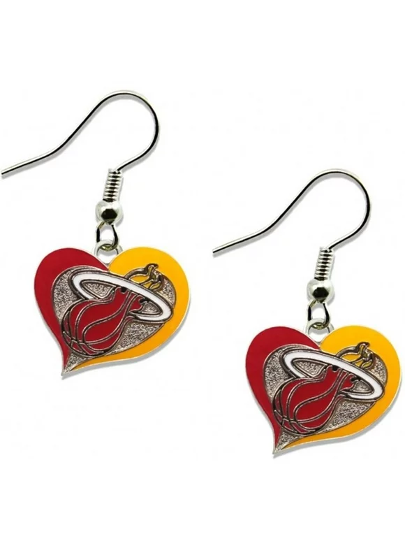 NBA Swirl Heart Earrings Dangle Charm Team Logo PICK YOUR TEAM w/Gift Box