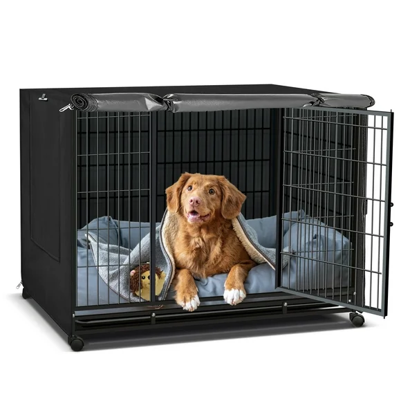 NEH Dog Crate Cover, Waterproof Crate Cover Outdoor Indoor, Large Dog Crate Cover, Universal Fit Wire Crate Cover, Breathable Privacy Kennel Cover - Fits Pet Crates 42"L x 28"W x 30"H