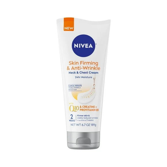 NIVEA Q10 Skin Firming and Anti-Wrinkle Neck and Chest Cream, Anti-Wrinkle Body Cream, 6.7 Oz Tube
