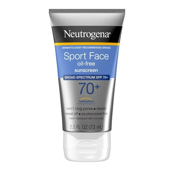 Neutrogena Sport Face Oil-Free Lotion Sunscreen, SPF 70+ Sunblock, 2.5 fl oz