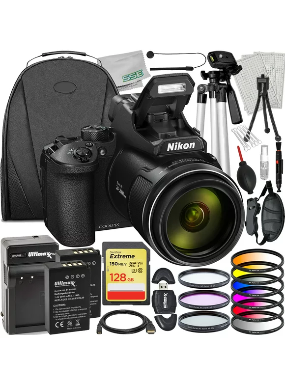 Nikon COOLPIX P950 Digital Camera + Advanced Accessory Bundle: SanDisk 128GB Extreme SDXC, 6PC Gradual Color Filter Kit, 2x Replacement Batteries & Much More (33pc Bundle)