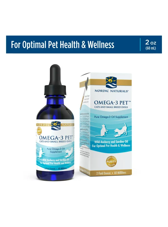 Nordic Naturals Omega-3 Pet, Liquid, For Cats and Small Dogs, Fish Oil 2 Oz