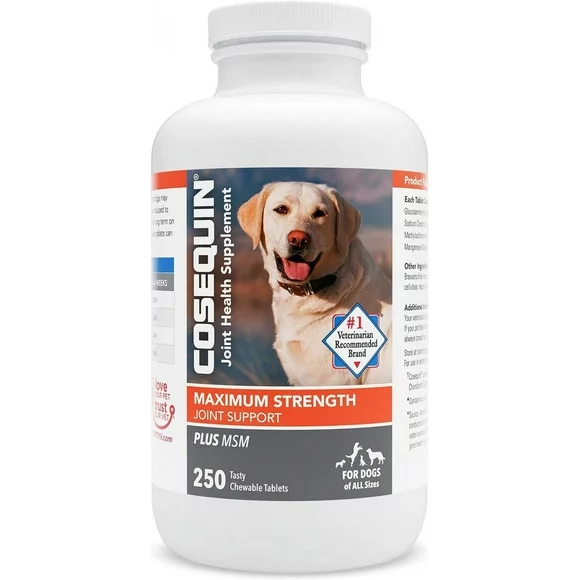 Nutramax Cosequin Maximum Strength Joint Health Supplement for Dogs, 250 Chewable Tablets