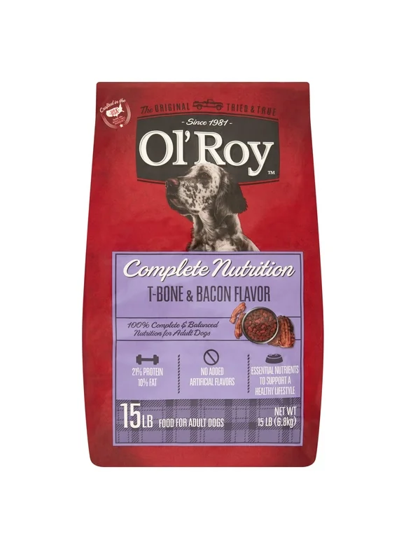 Ol' Roy Complete Nutrition T-Bone & Bacon Flavor Dry Dog Food, 15 lbs