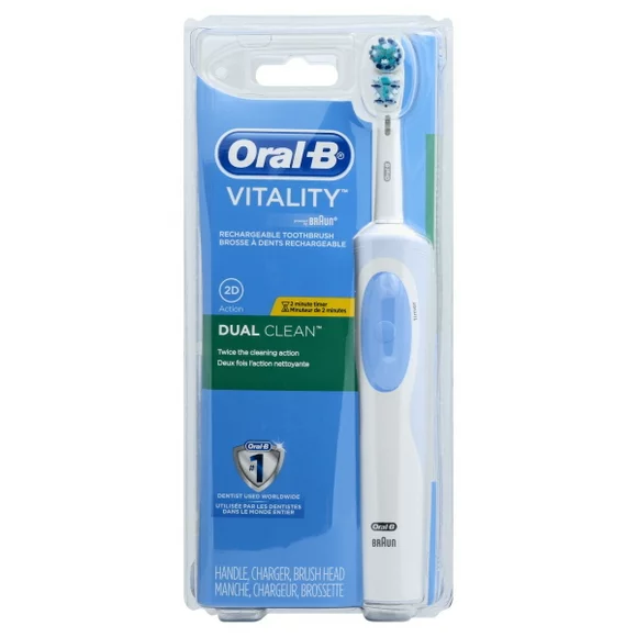 Oral-B Vitality Dual Clean Rechargeable Battery Electric Toothbrush with Automatic Timer, 1 ea
