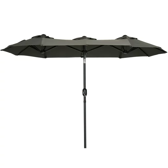 Outsunny Double-sided Patio Umbrella with Tilt Outdoor Umbrella