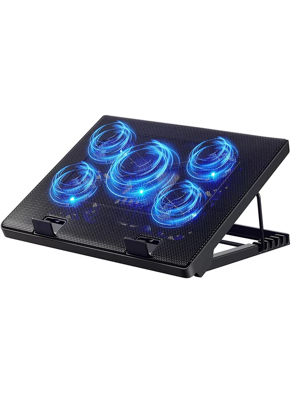 PLUSBRAVO Laptop Cooling Pad Stand with Fan Gaming Laptop Cooler with Double USB Interface Adjustable Angle Black
