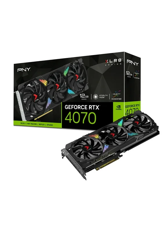 PNY GeForce RTX™ 4070 GPU 12GB XLR8 Gaming VERTO EPIC-X RGB™ Triple Fan DLSS 3 Graphics Card
