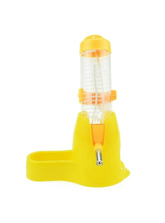 PWFE 80/125/410ML 3 in 1 Hamster Hanging Water Bottle Pet Auto Dispenser with Base for Hamster Rat Gerbil Guinea Pig Ferret Rabbit(Yellow/125ML)