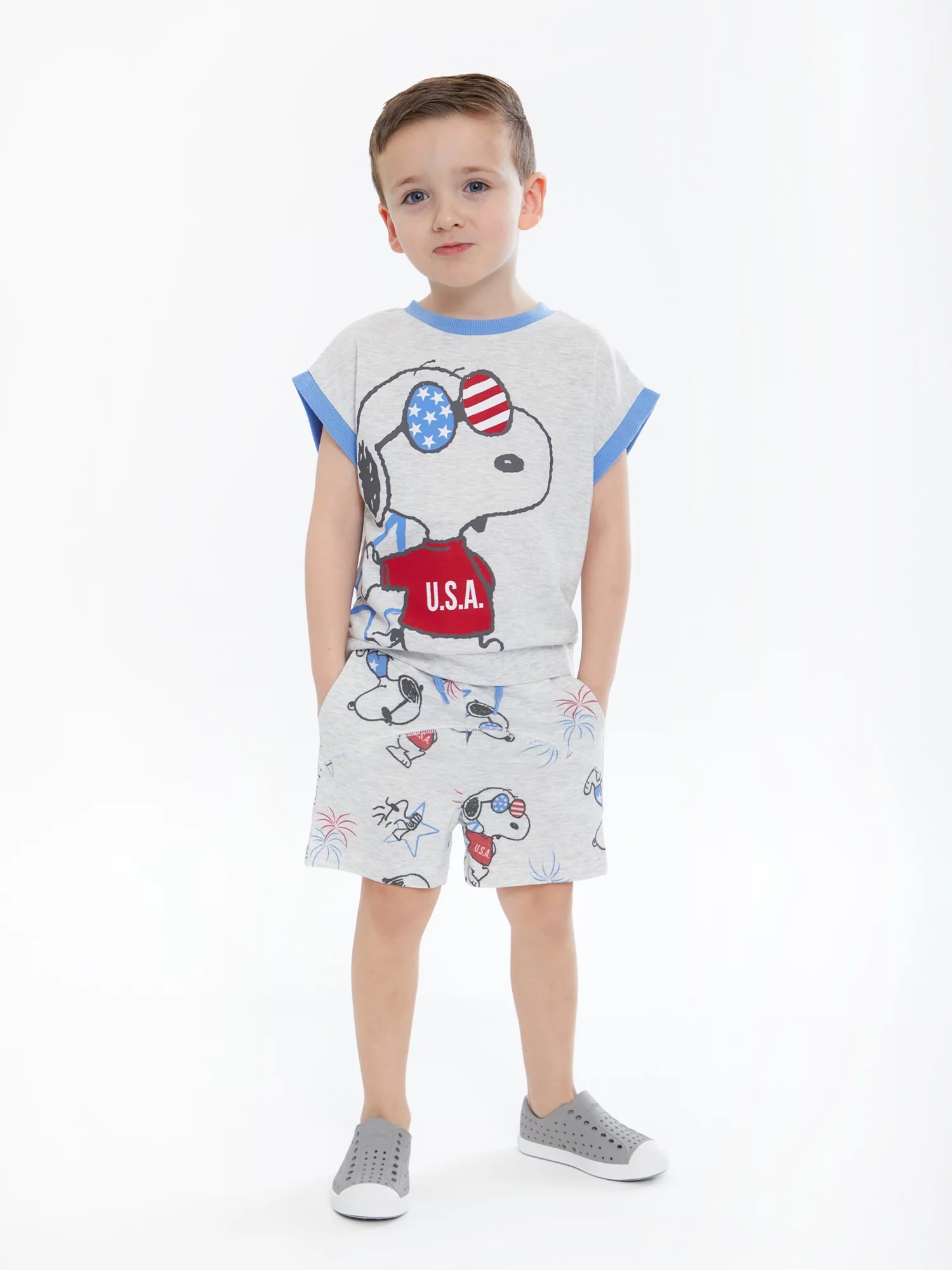 Peanuts Snoopy Toddler Boy Americana T-Shirt and Shorts Set, Sizes 12M-5T