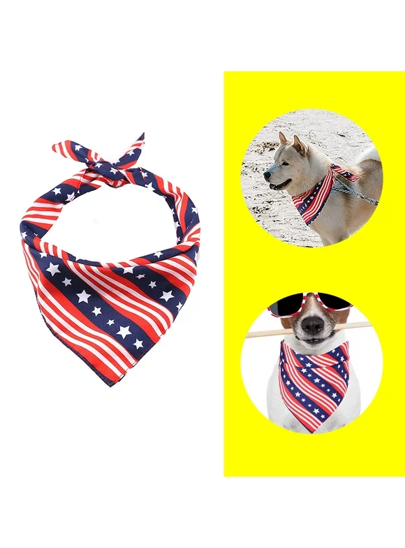 Pet Dog Bandana 4th July, American Flag Dog Bandana, Medium Small Puppy Kerchief for Patriotic Day, Independence Day