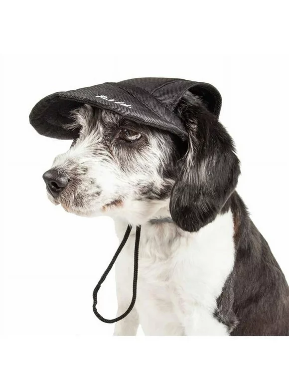 Pet Life HT6BKLG Cap-Tivating UV Protectant Adjustable Fashion Dog Hat - Jet Black, Large