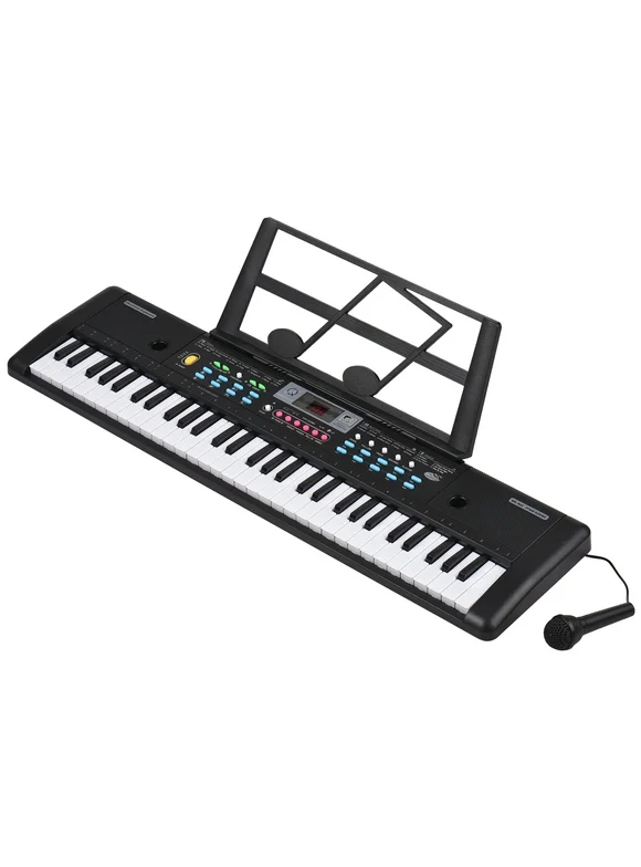 Piano for Kids Keyboard Piano 61 Keys with Microphone, LED Display, Music Stand, Electronic Piano Keyboard Educational Musical Toys for 3-9 Years Old Beginners Girls Boys