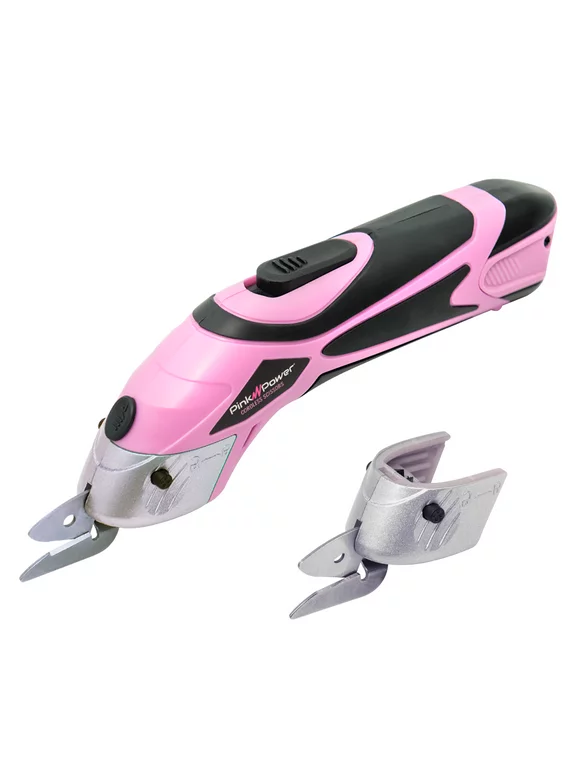 Pink Power Electric Fabric Cutter - Cordless Craft Scissors for Cardboard, Carpet, Sewing, Crafts and Scrapbooking (Pink)