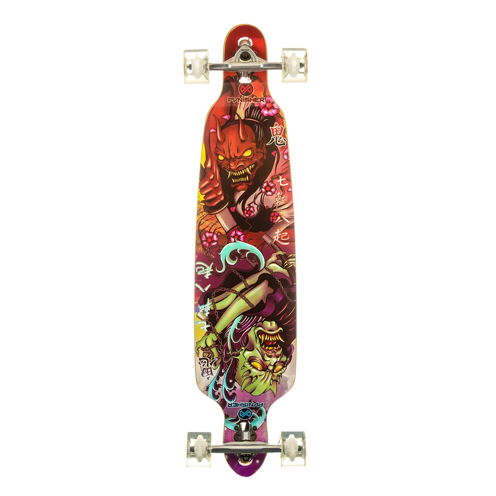 Punisher Skateboards Oni 40" Longboard, Double Kick with Drop Down Deck and ABEC-9 Bearings